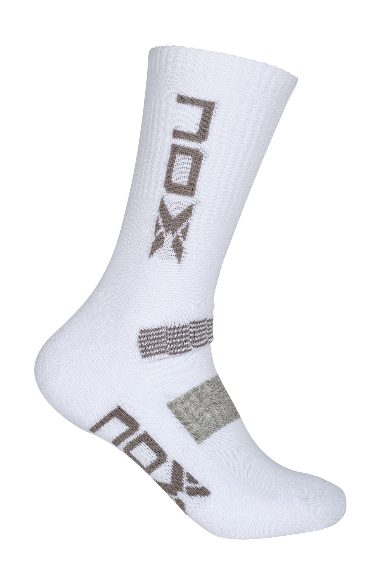 NOX Men's Mid-Length Socks White with Grey Logo