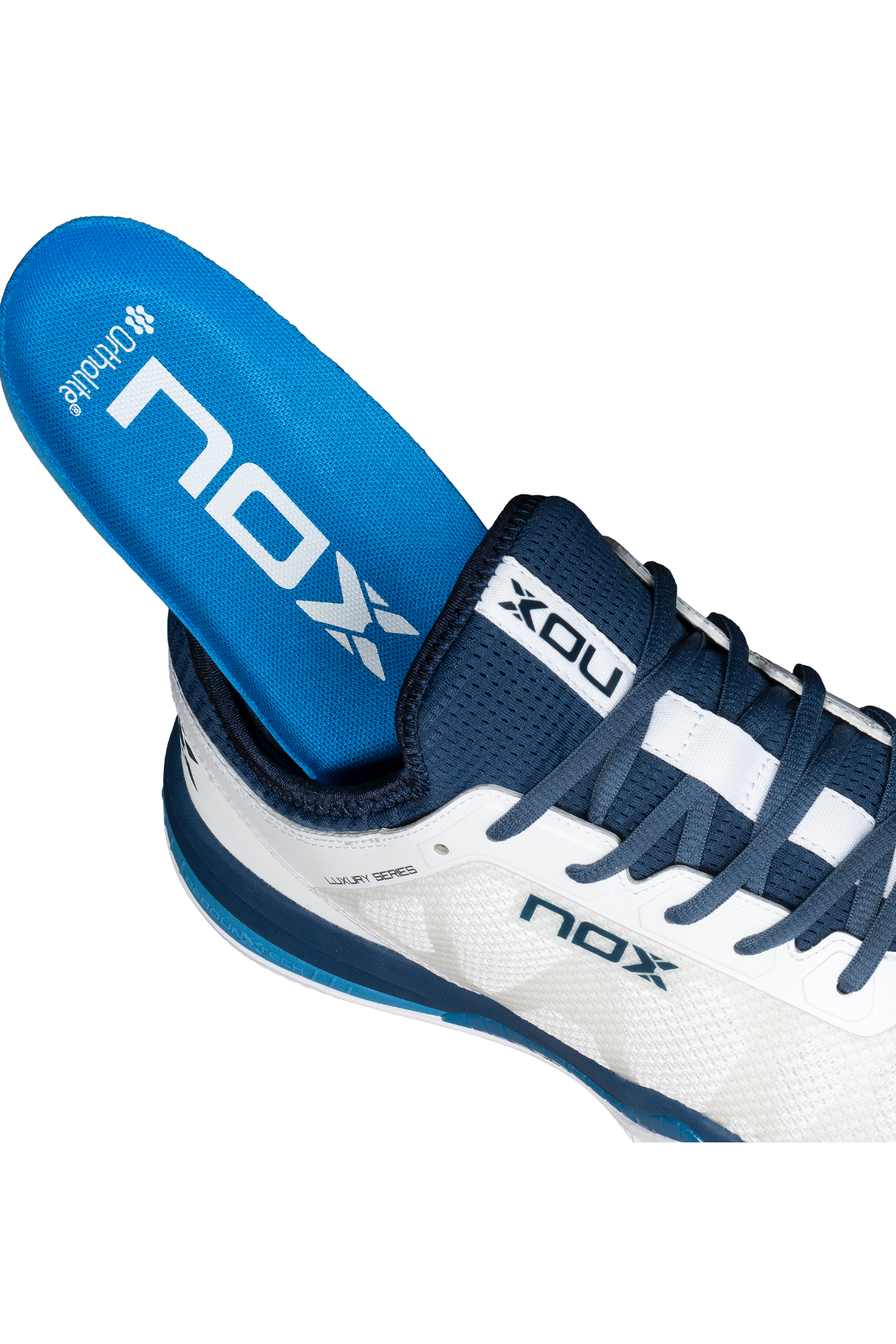 NOX Nerbo White/Swedish Blue Padel Shoes