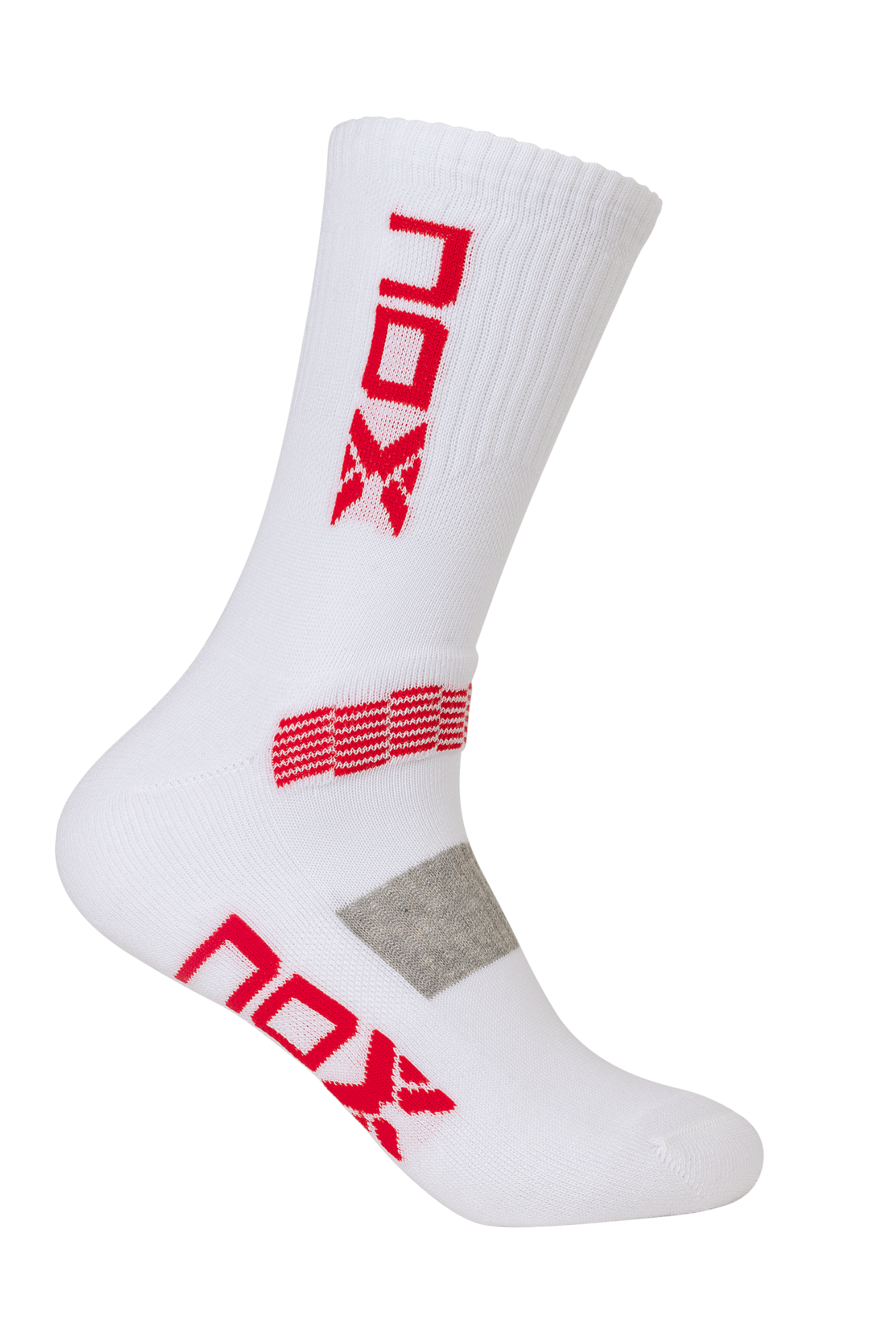 NOX Men's Mid-Length Socks White with Red Logo