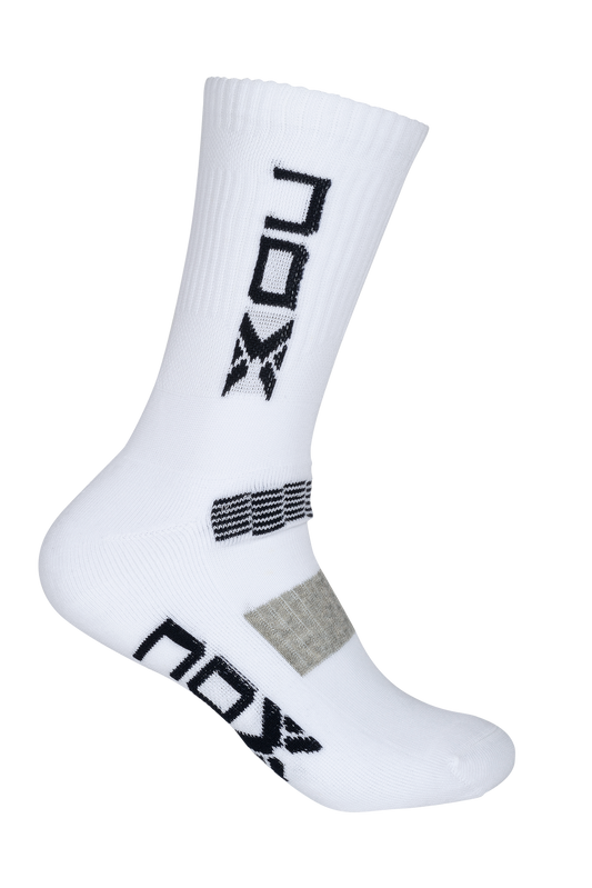 NOX Men's Mid-Length Socks White with Blue Logo