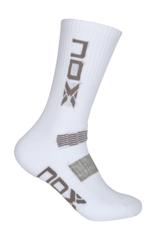 NOX Men's Mid-Length Socks White with Grey Logo