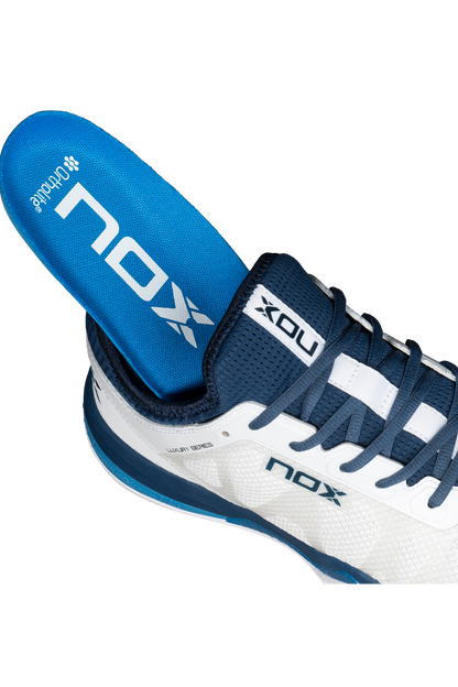 NOX Nerbo White/Swedish Blue Padel Shoes