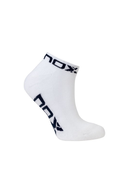NOX Women's Ankle-Length Socks White with Navy Blue Logo