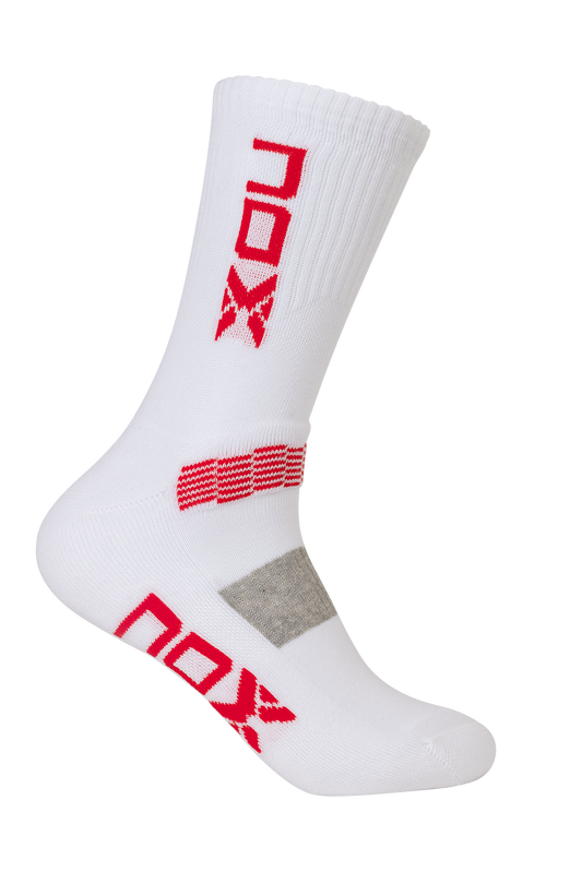 NOX Men's Mid-Length Socks White with Red Logo