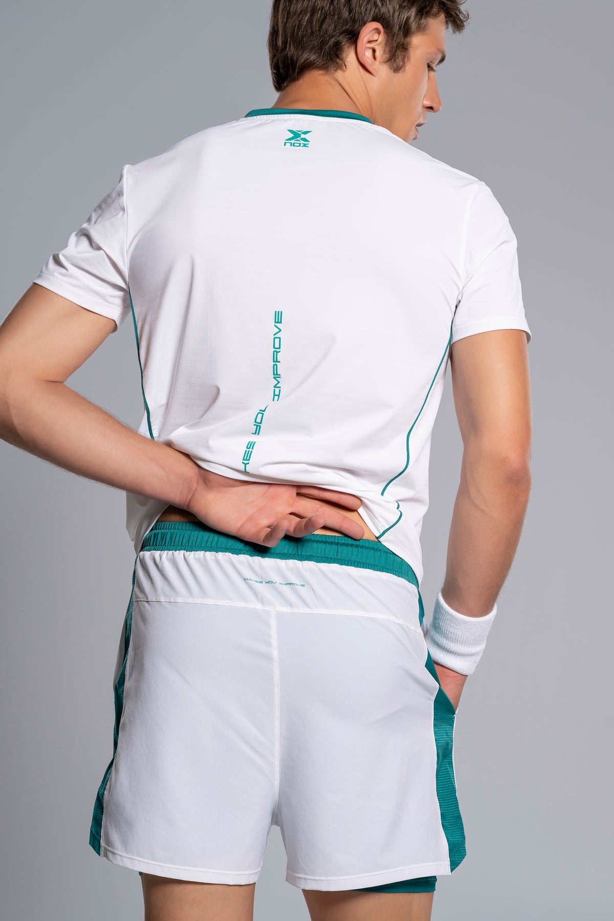 NOX Men PRO White/Ivy Green Short