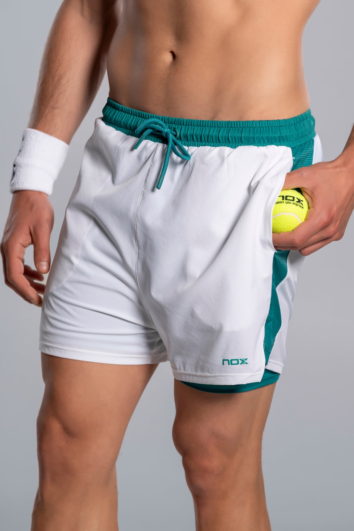 NOX Men PRO White/Ivy Green Short
