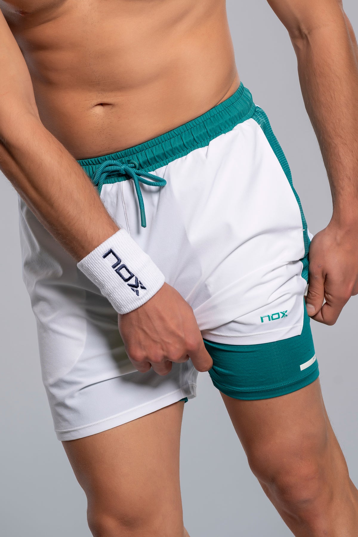 NOX Men PRO White/Ivy Green Short