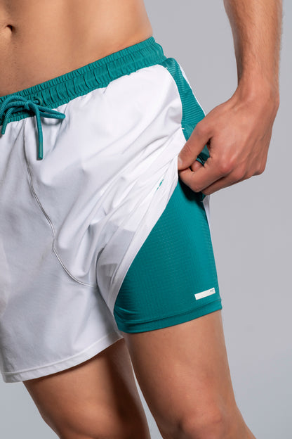 NOX Men PRO White/Ivy Green Short