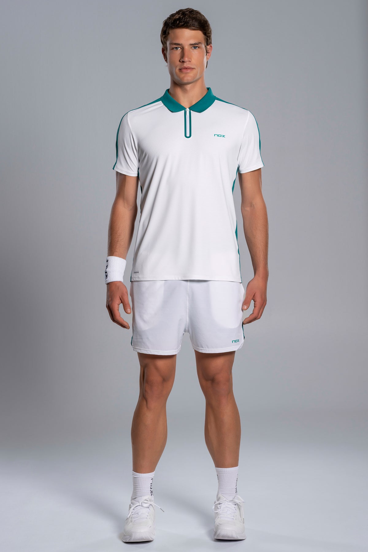 NOX Men PRO White/Ivy Green Polo T-shirt