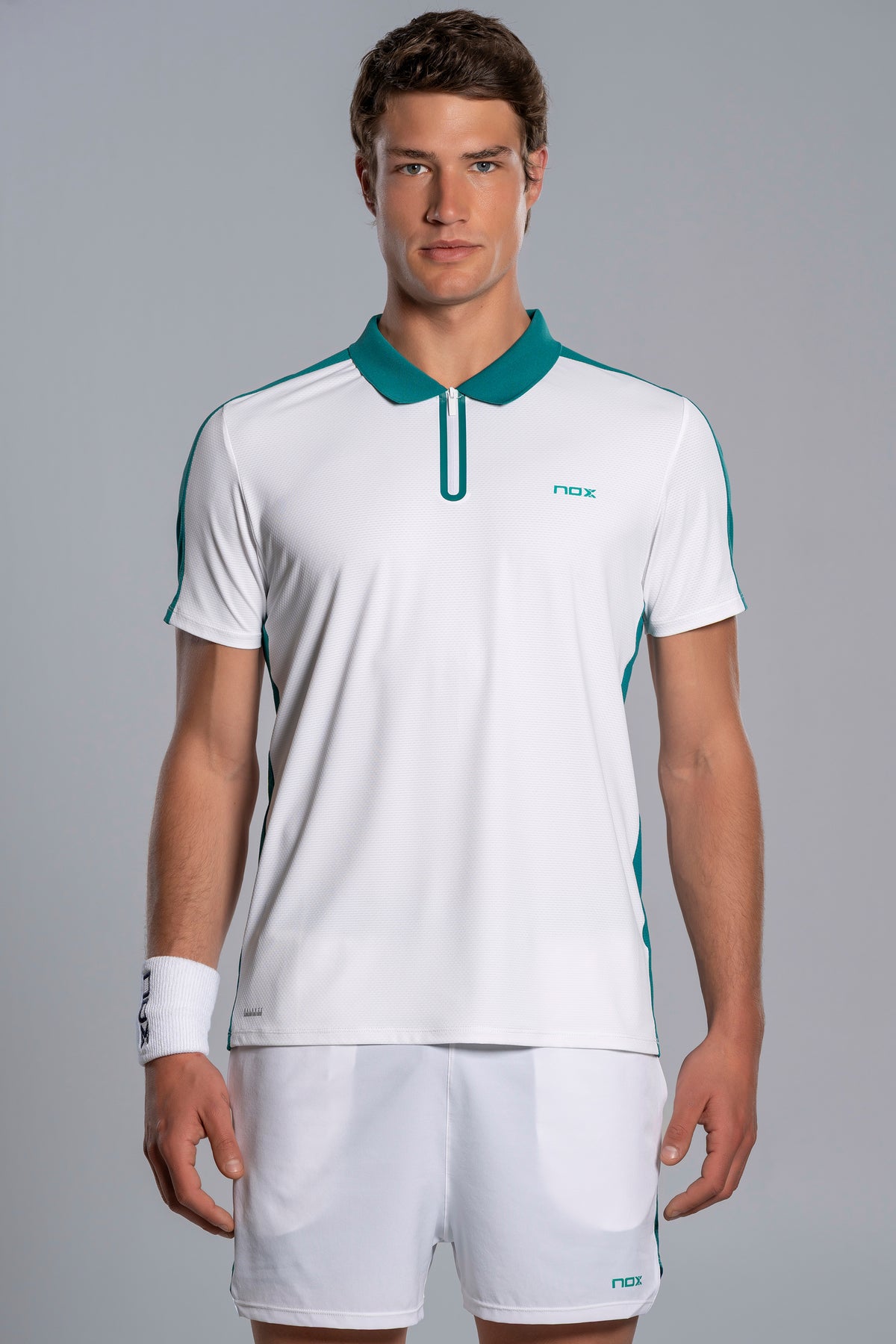 NOX Men PRO White/Ivy Green Polo T-shirt