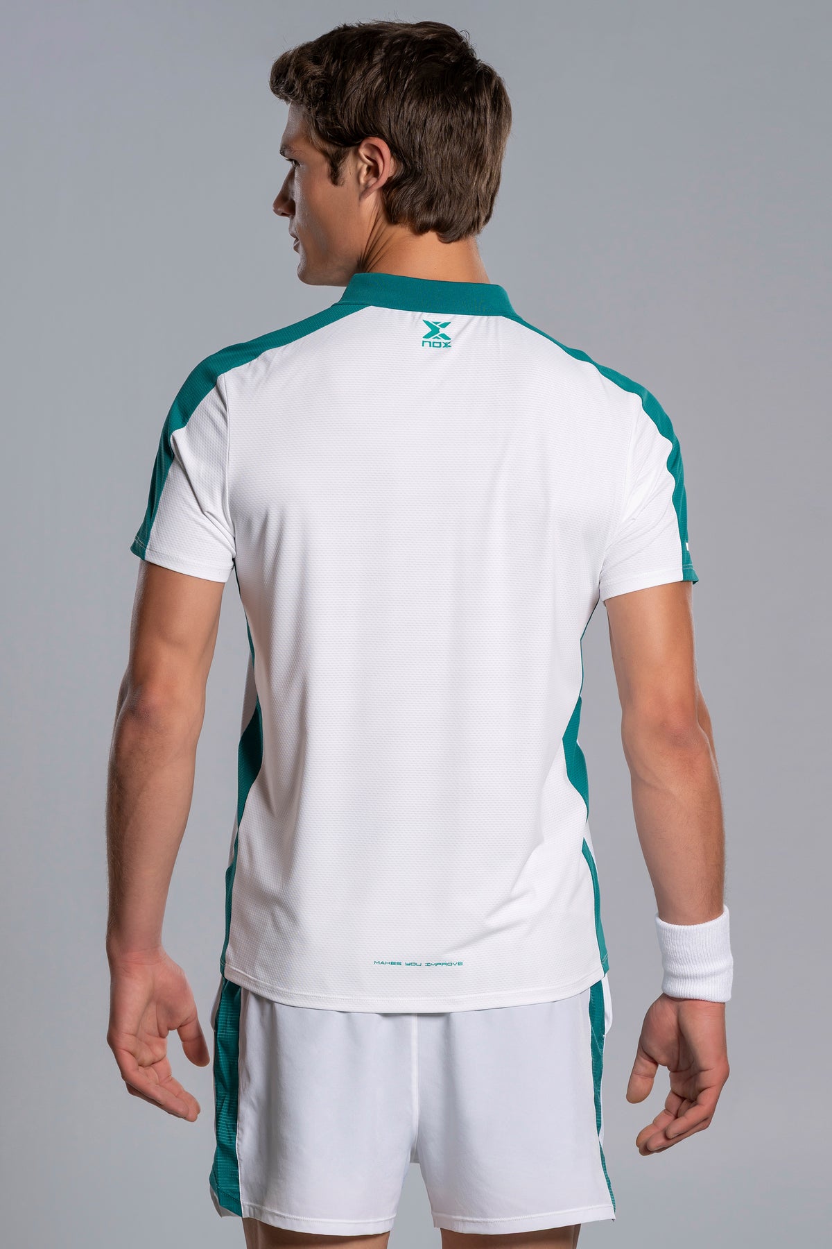 NOX Men PRO White/Ivy Green Polo T-shirt
