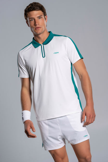 NOX Men PRO White/Ivy Green Polo T-shirt