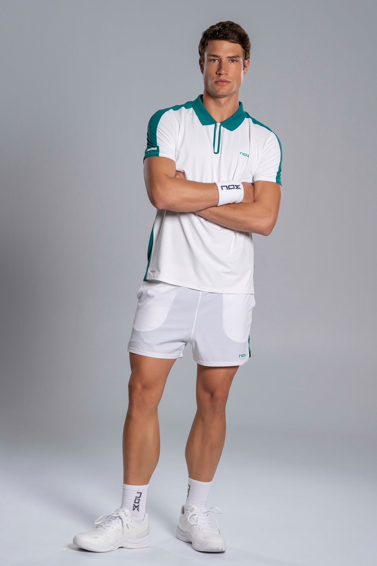 NOX Men PRO White/Ivy Green Polo T-shirt