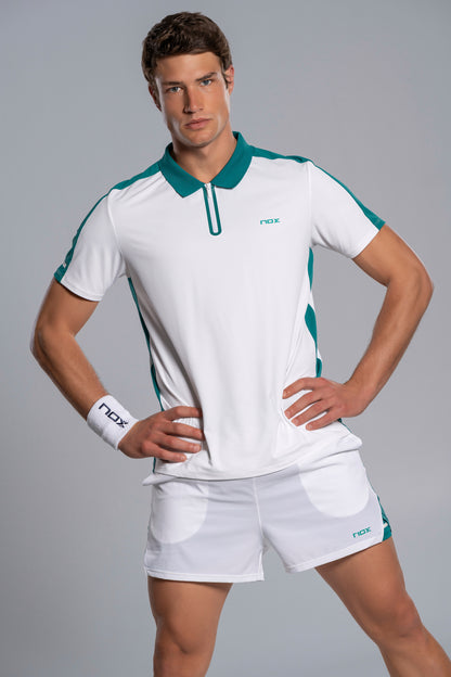 NOX Men PRO White/Ivy Green Polo T-shirt