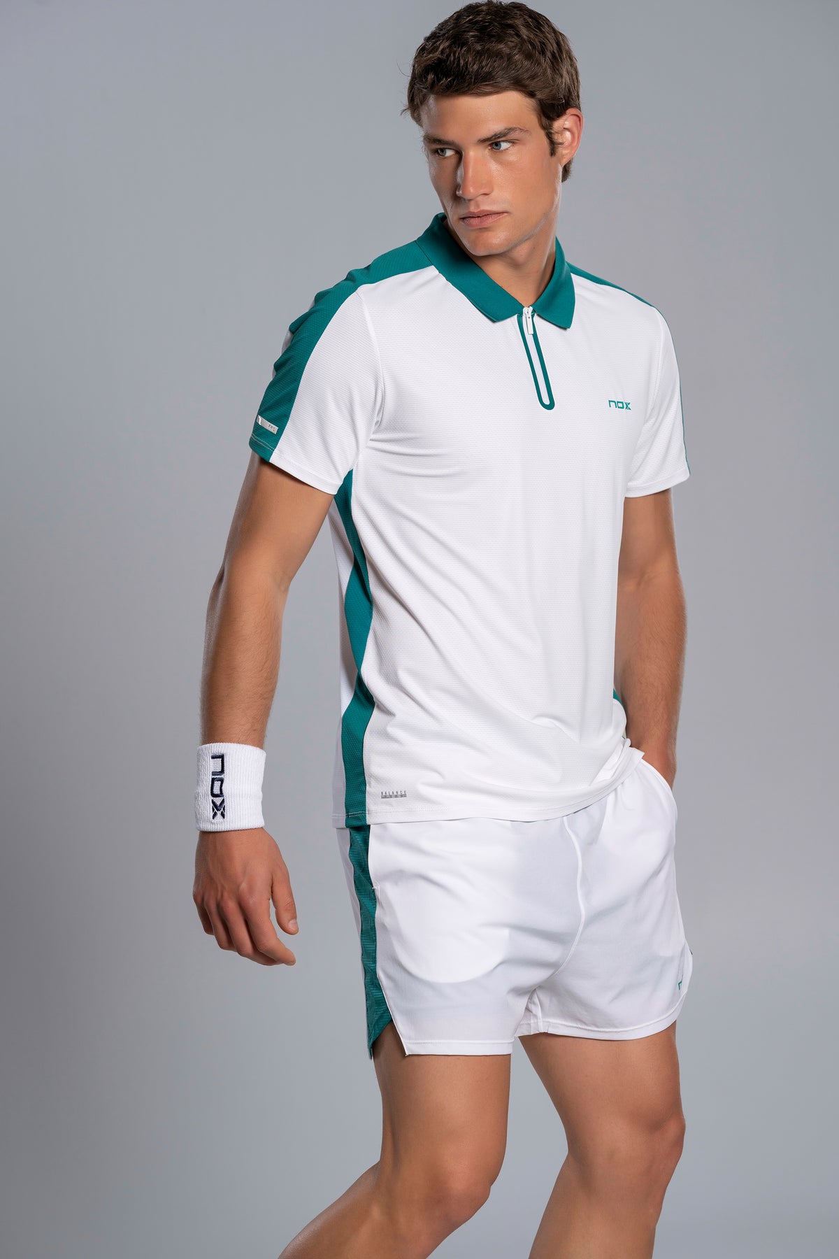 NOX Men PRO White/Ivy Green Polo T-shirt