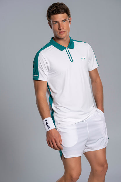 NOX Men PRO White/Ivy Green Polo T-shirt