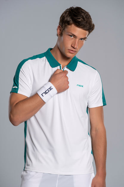 NOX Men PRO White/Ivy Green Polo T-shirt