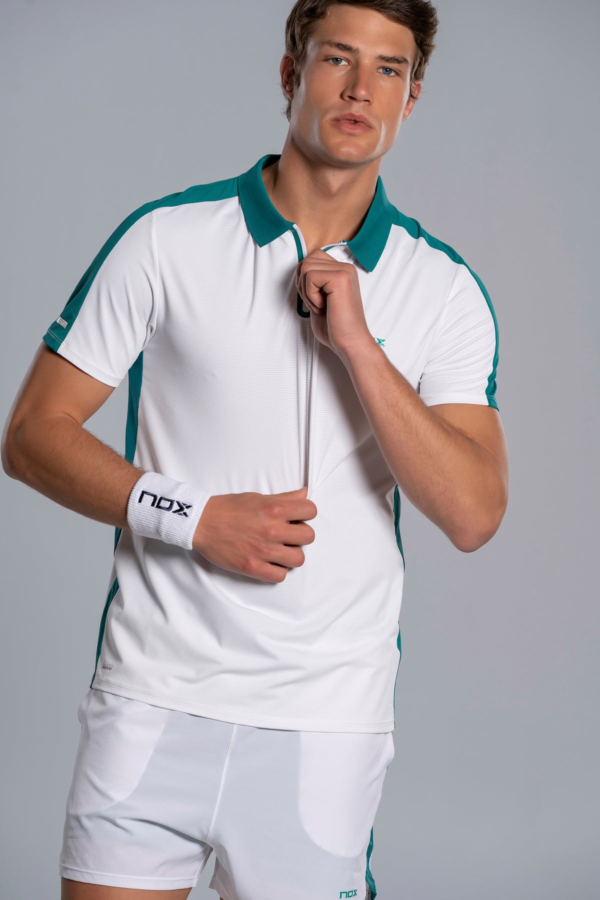 NOX Men PRO White/Ivy Green Polo T-shirt