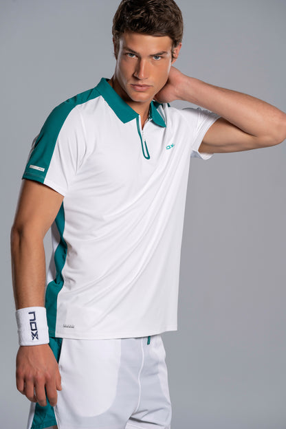 NOX Men PRO White/Ivy Green Polo T-shirt