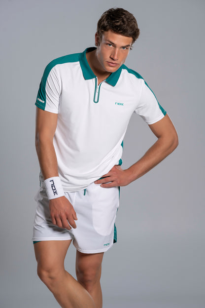 NOX Men PRO White/Ivy Green Polo T-shirt