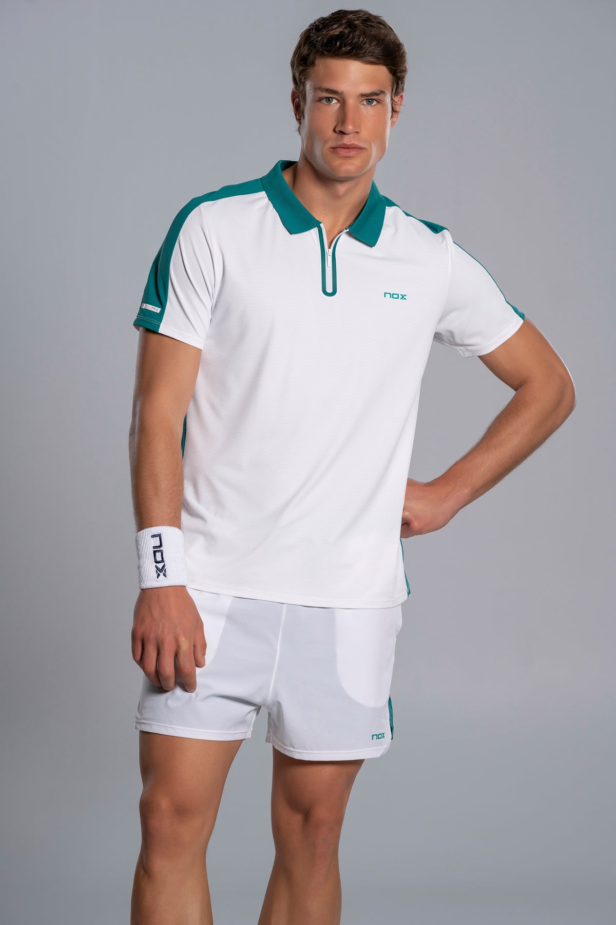 NOX Men PRO White/Ivy Green Polo T-shirt