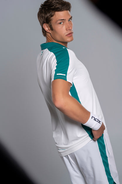 NOX Men PRO White/Ivy Green Polo T-shirt