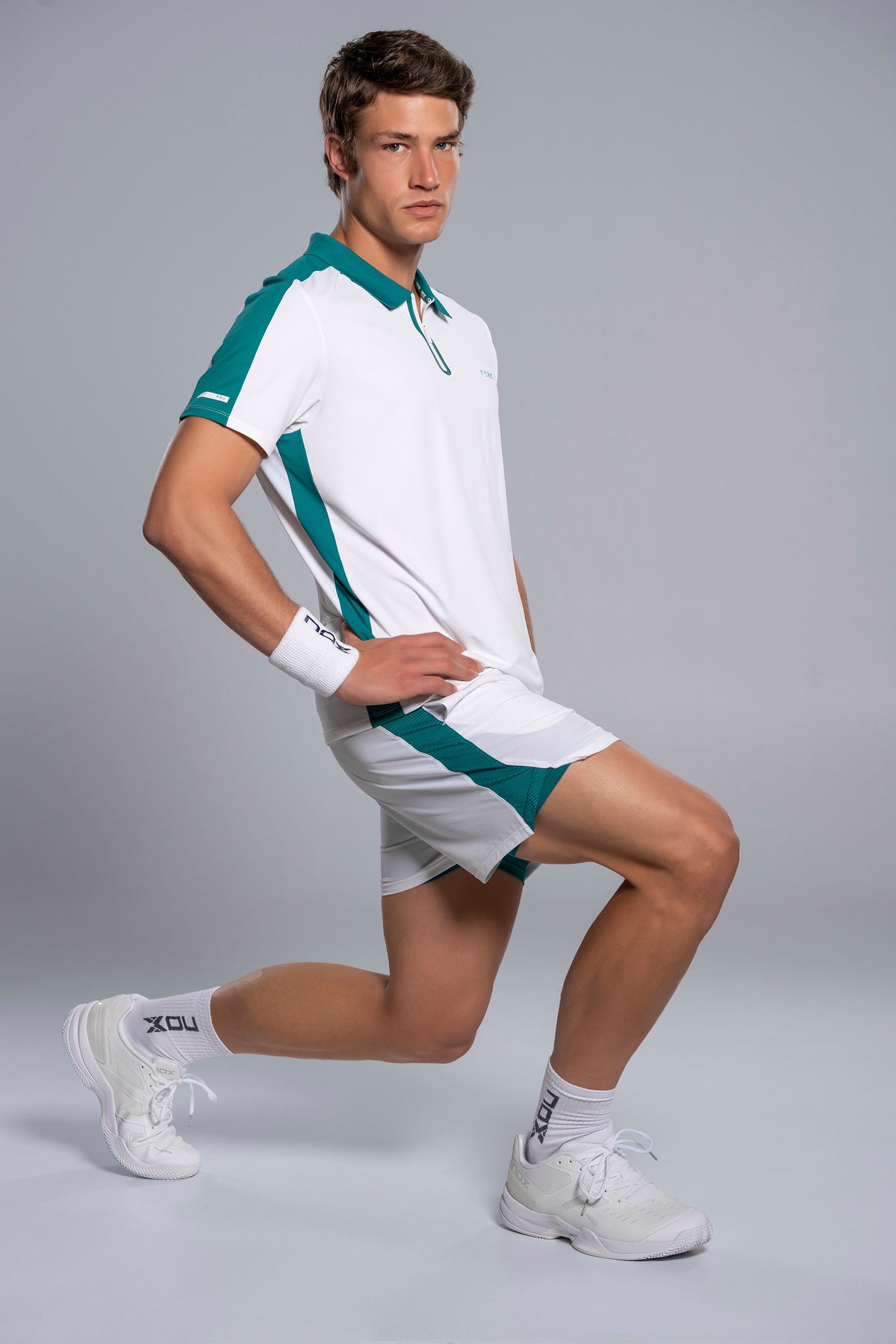NOX Men PRO White/Ivy Green Polo T-shirt