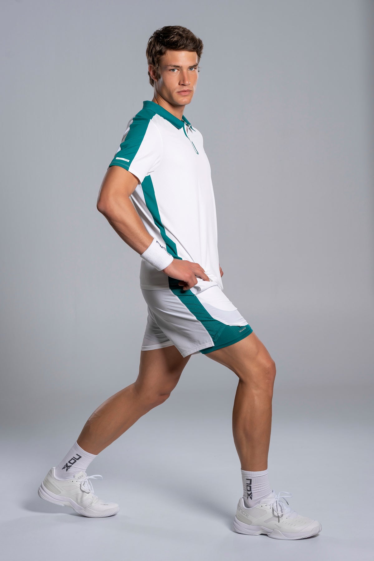 NOX Men PRO White/Ivy Green Polo T-shirt