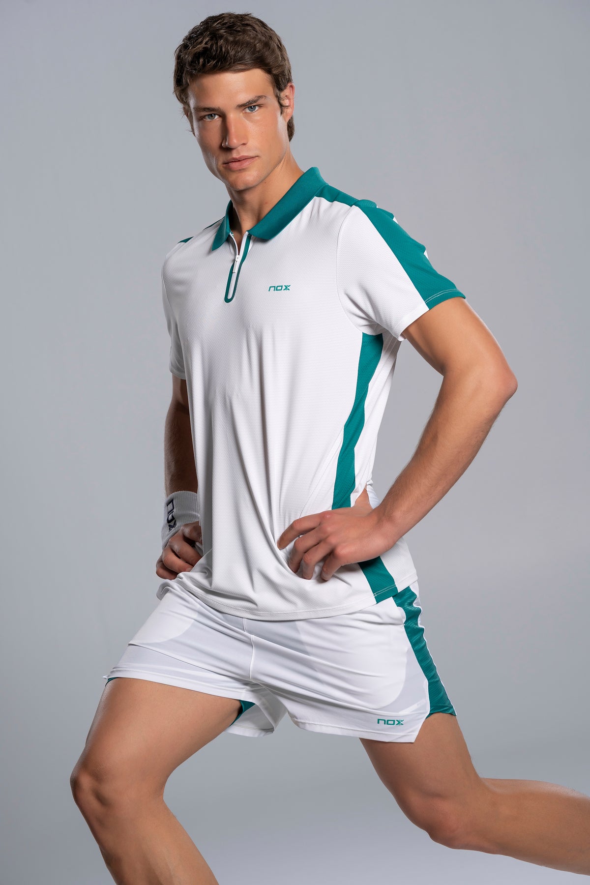 NOX Men PRO White/Ivy Green Polo T-shirt