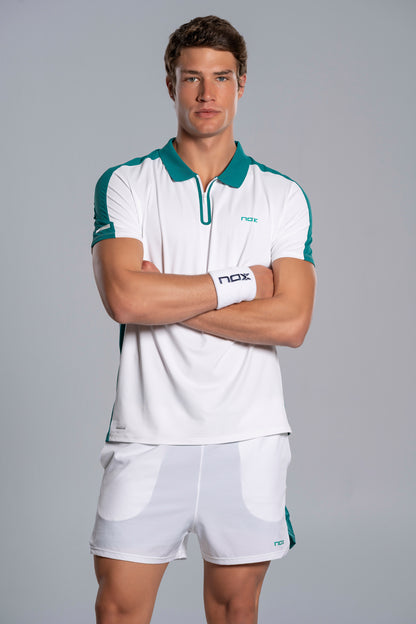NOX Men PRO White/Ivy Green Polo T-shirt
