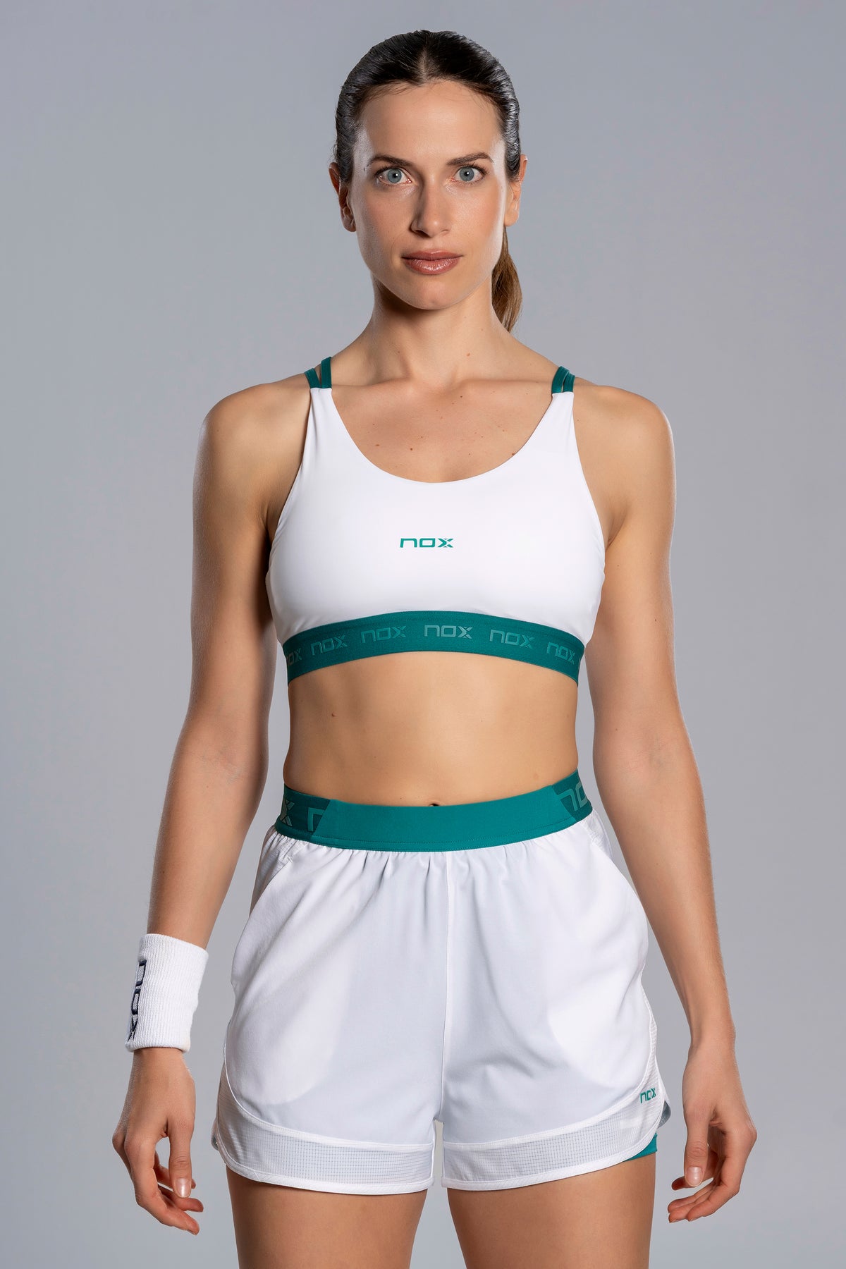 NOX Women PRO White/Ivy Green Sports Bra