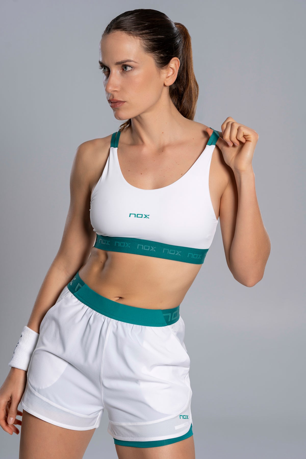 NOX Women PRO White/Ivy Green Sports Bra