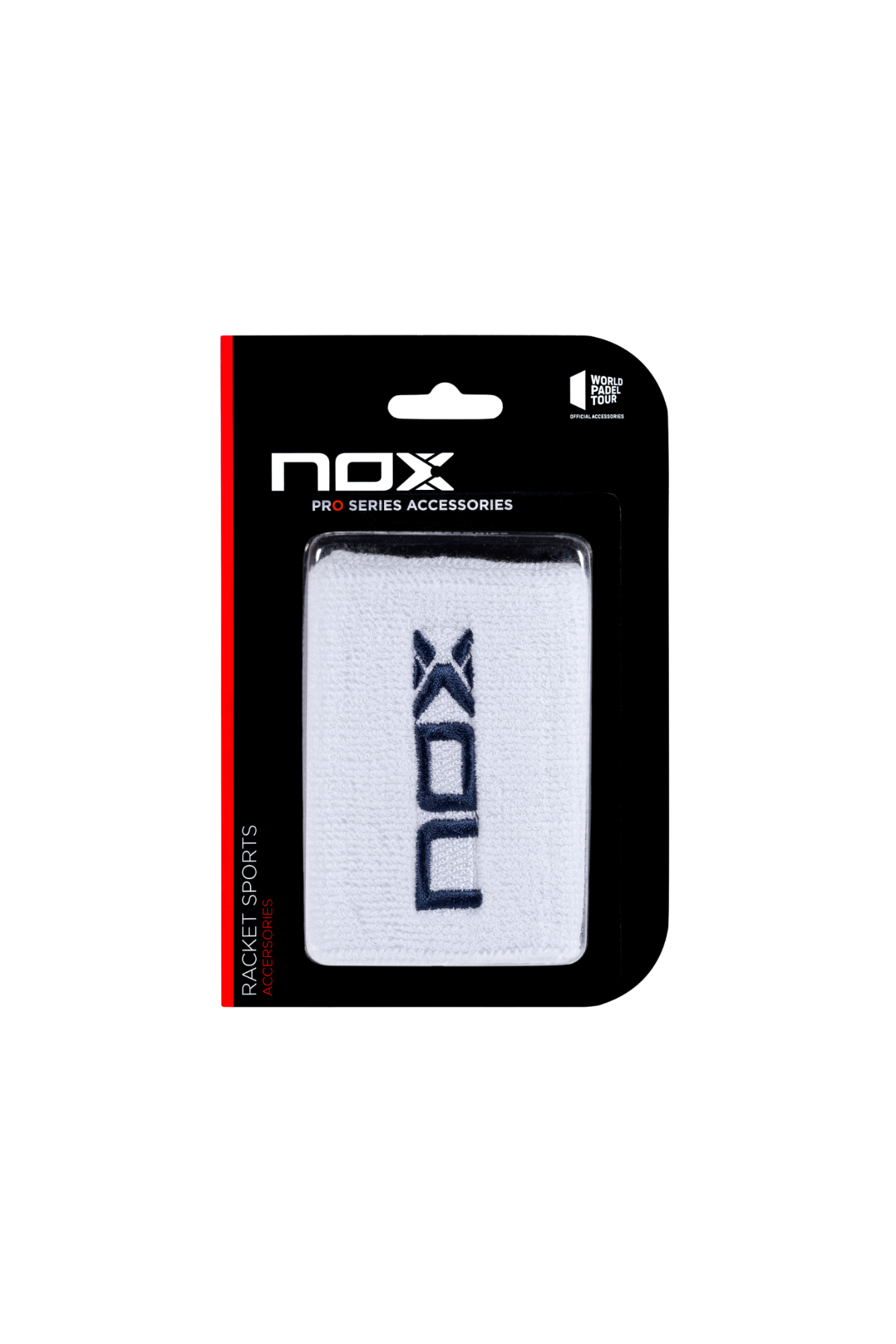 NOX Sports Wristbands in White with Blue Logo