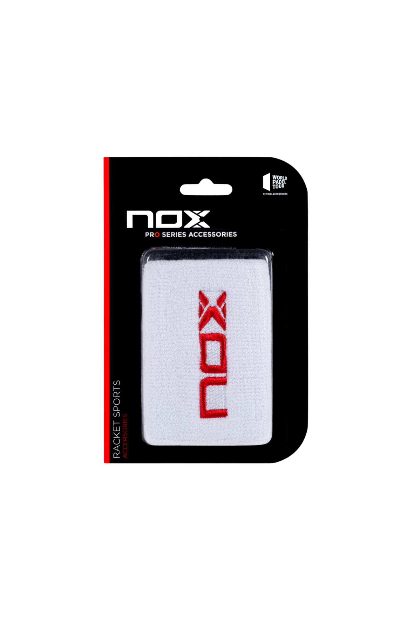 NOX Sports Wristbands in White with Red Logo