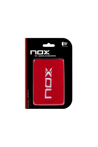 NOX Sports Wristbands in Red with White Logo